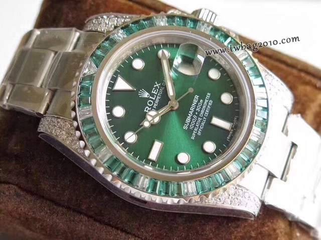 勞力士複刻手錶 SUB潛航者後鑲鑽定制版 Rolex高端男士腕表  gjs1936